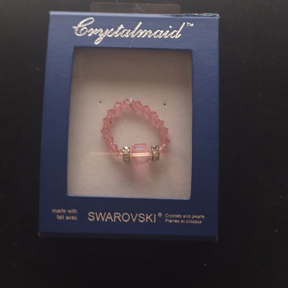 Swarovski crystal ring with gift🎁 pink or taupe - Picture 3 of 3